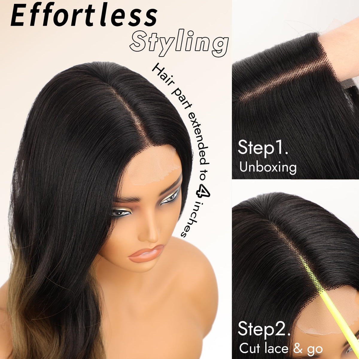 AISI HAIR 26-inch brown wig back view