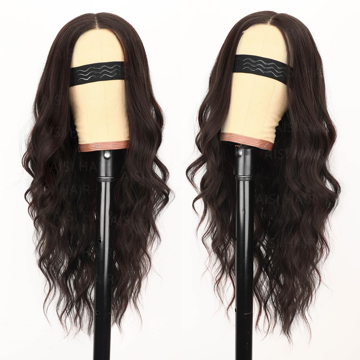 AISI HAIR 26-Inch Brown Wig showing lace hairline