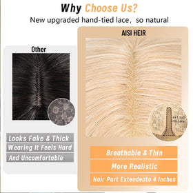 AISI HAIR 26 Inch wavy wig side view