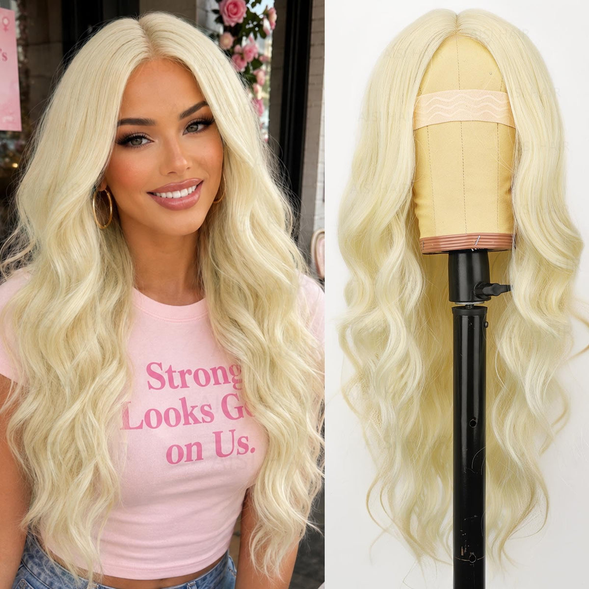 AISI HAIR 613 Blonde Wig front view showcasing long wavy style
