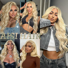 AISI HAIR 613 Blonde Wig on model at a party