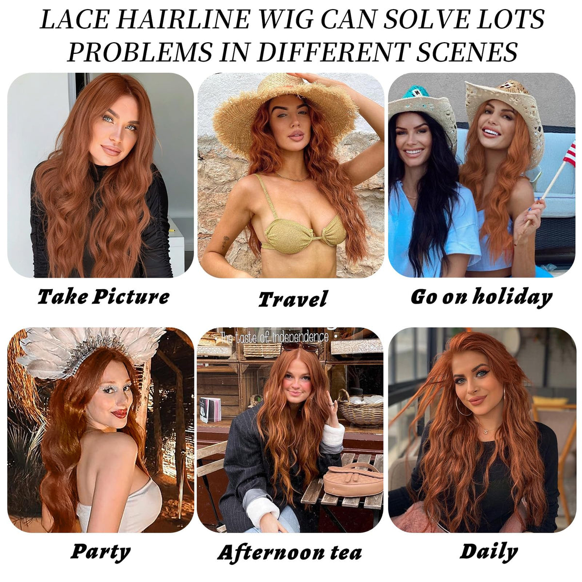 AISI HAIR Auburn Wig back view displaying length