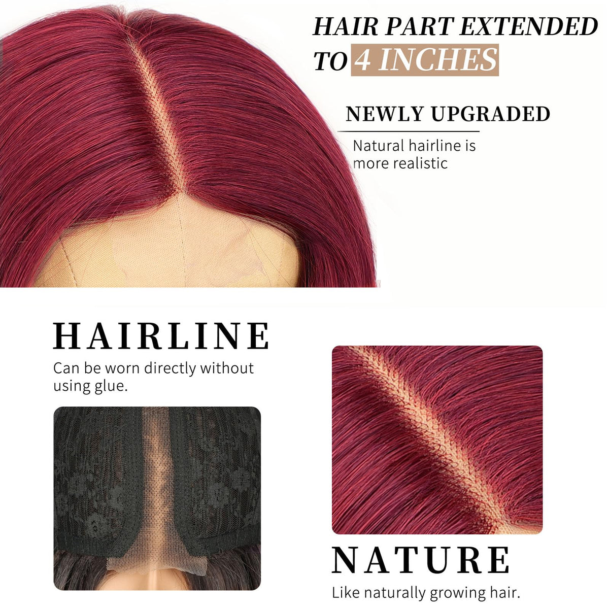 AISI HAIR Bright Red Wig back view highlighting wavy texture