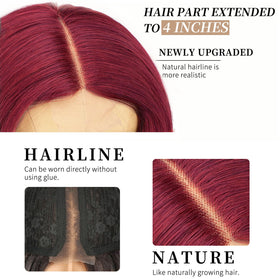 AISI HAIR Bright Red Wig back view highlighting wavy texture