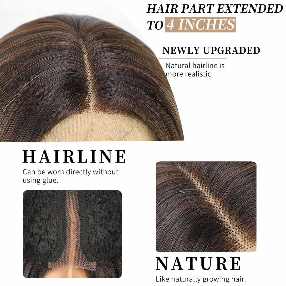 AISI HAIR Brown Balayage Wig back view displaying length