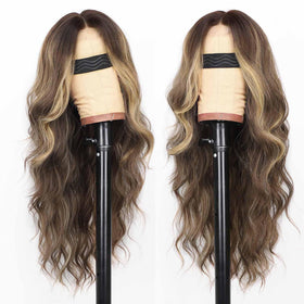 AISI HAIR Brown Balayage Wig side view highlighting lace hairline