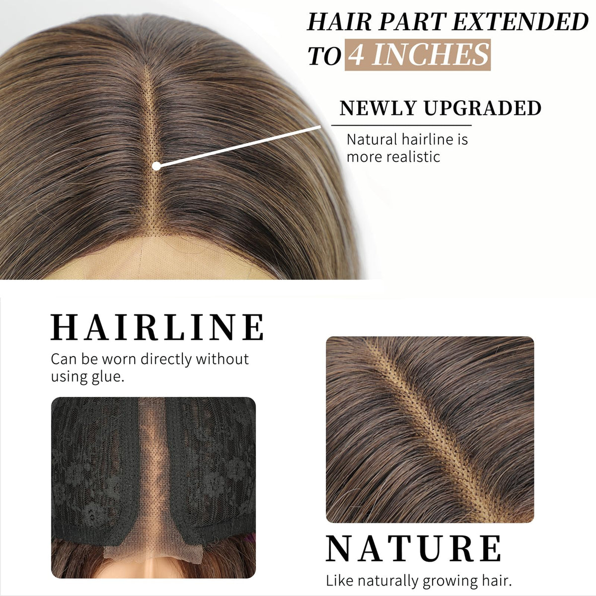 AISI HAIR Brown Highlight Wig 26 Inch back view
