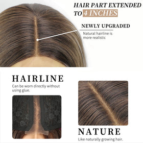 AISI HAIR Brown Highlight Wig 26 Inch back view