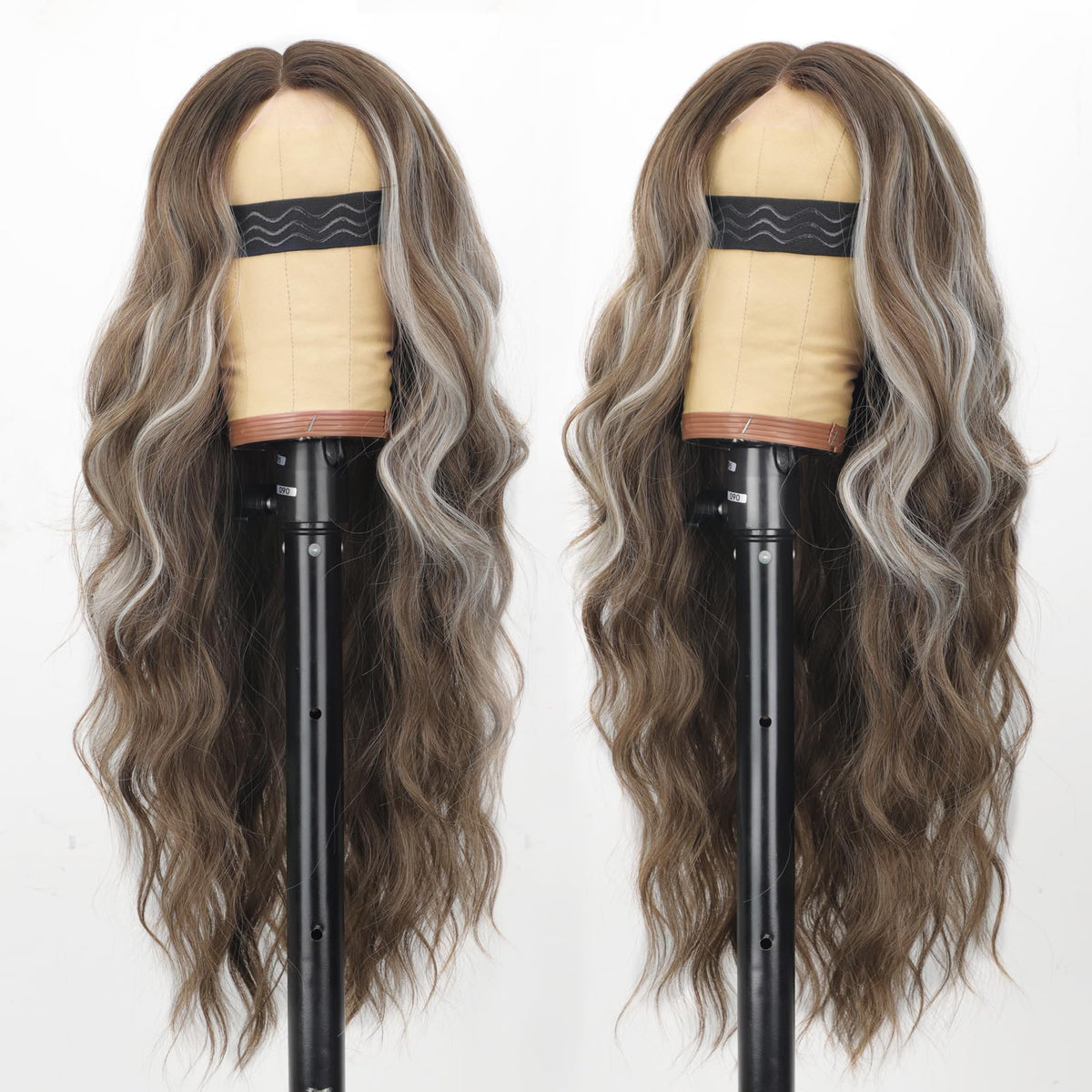 AISI HAIR Brown Highlight Wig 26 Inch side view