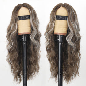 AISI HAIR Brown Highlight Wig 26 Inch side view
