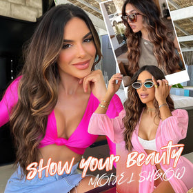 AISI HAIR Brown Highlight Wig back view displaying length