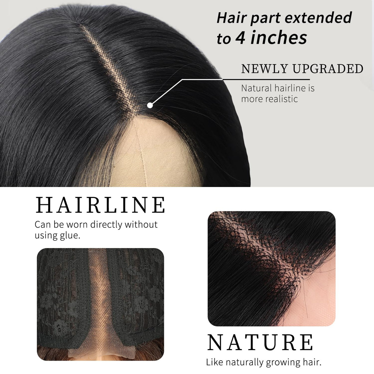 AISI HAIR Brown Highlight Wig close-up of soft synthetic fibers