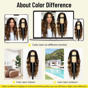 AISI HAIR Brown Highlight Wig laid flat showing texture and colour