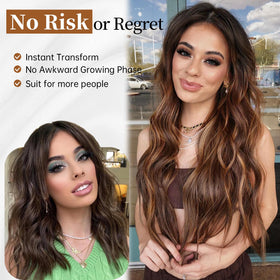 AISI HAIR Brown Highlight Wig lifestyle shot at a party