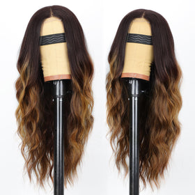 AISI HAIR Brown Highlight Wig side view showcasing lace hairline