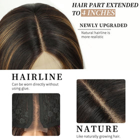 AISI HAIR Brown Highlights Wig 26 inch back view