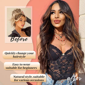 AISI HAIR Brown Highlights Wig displayed with adjustment straps