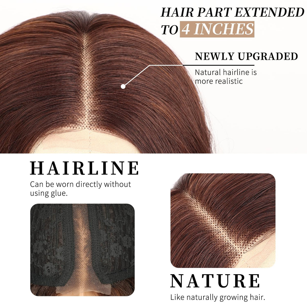 AISI HAIR Copper Brown Wig back view highlighting length