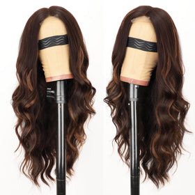 AISI HAIR Copper Brown Wig side view with lace hairline