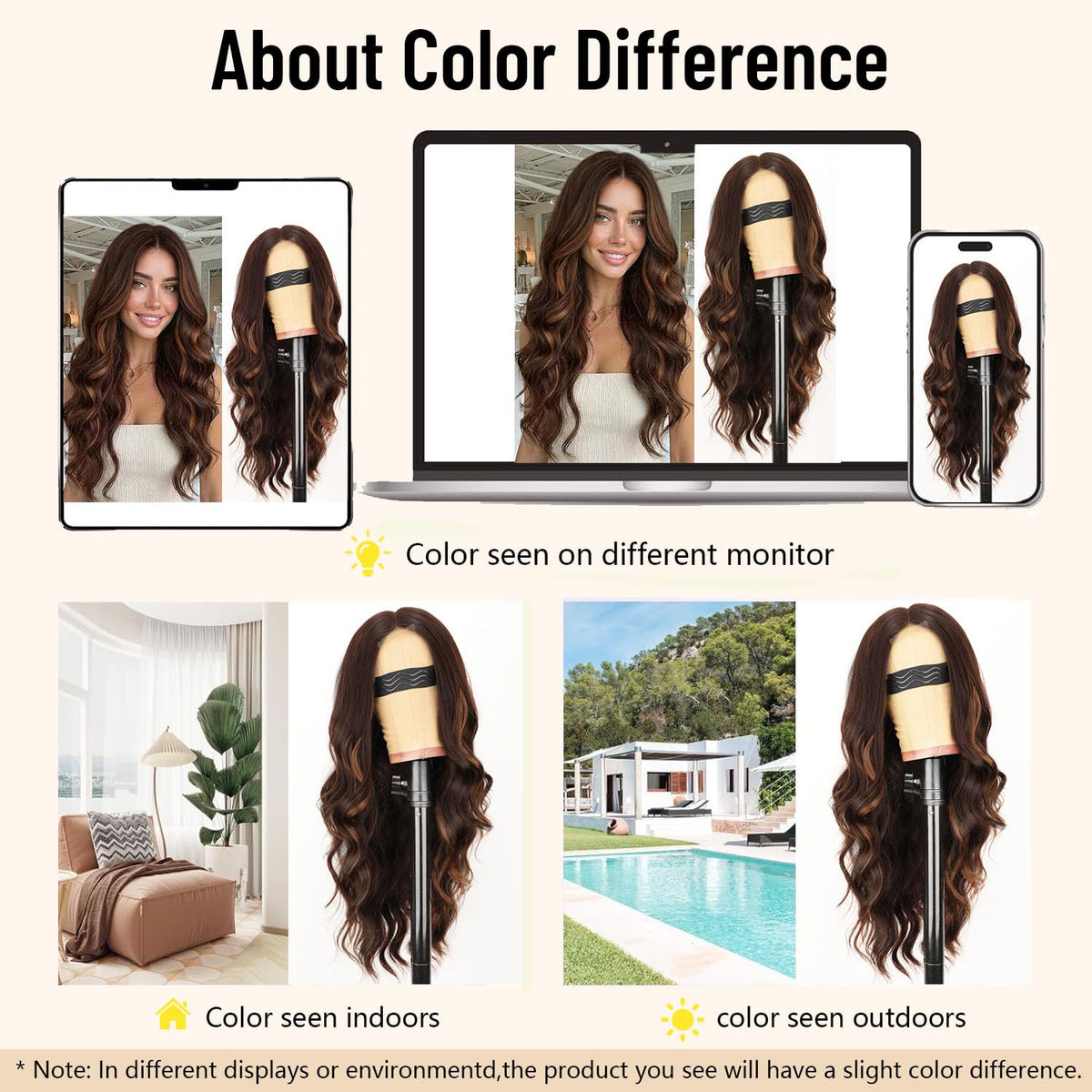 AISI HAIR Copper Brown Wig with packaging and accessories