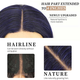 AISI HAIR Dark Blue Wig back view displaying length