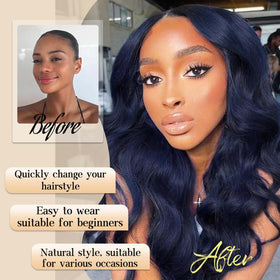 AISI HAIR Dark Blue Wig close-up of soft synthetic fibers
