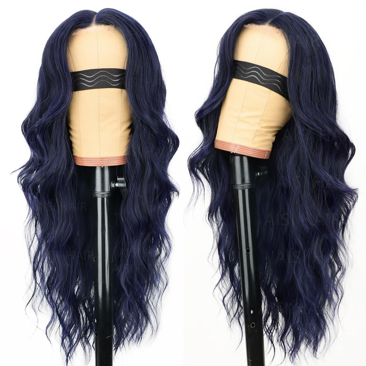 AISI HAIR Dark Blue Wig side view showcasing lace hairline