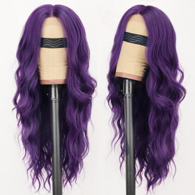AISI HAIR Dark Purple Wig side view showcasing lace hairline