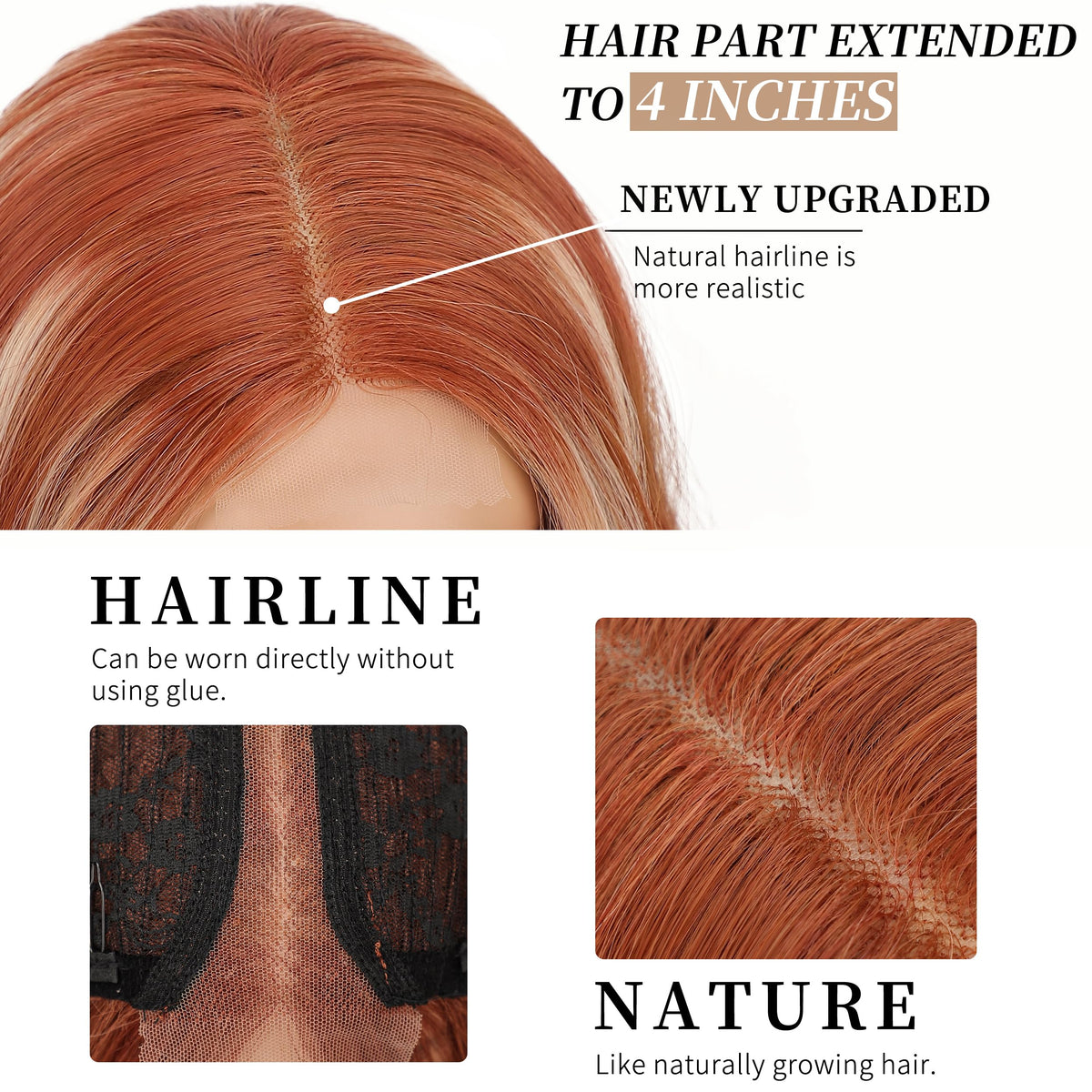 AISI HAIR Ginger Mixed Blonde Wig back view highlighting length