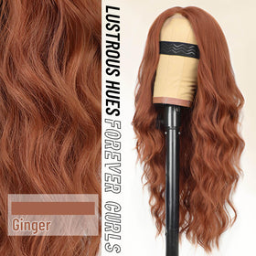 AISI HAIR Ginger Wig back view showcasing full length