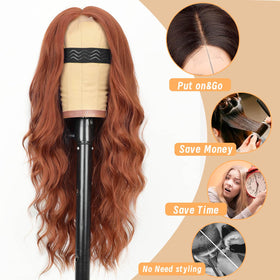 AISI HAIR Ginger Wig close-up of the soft synthetic fibers