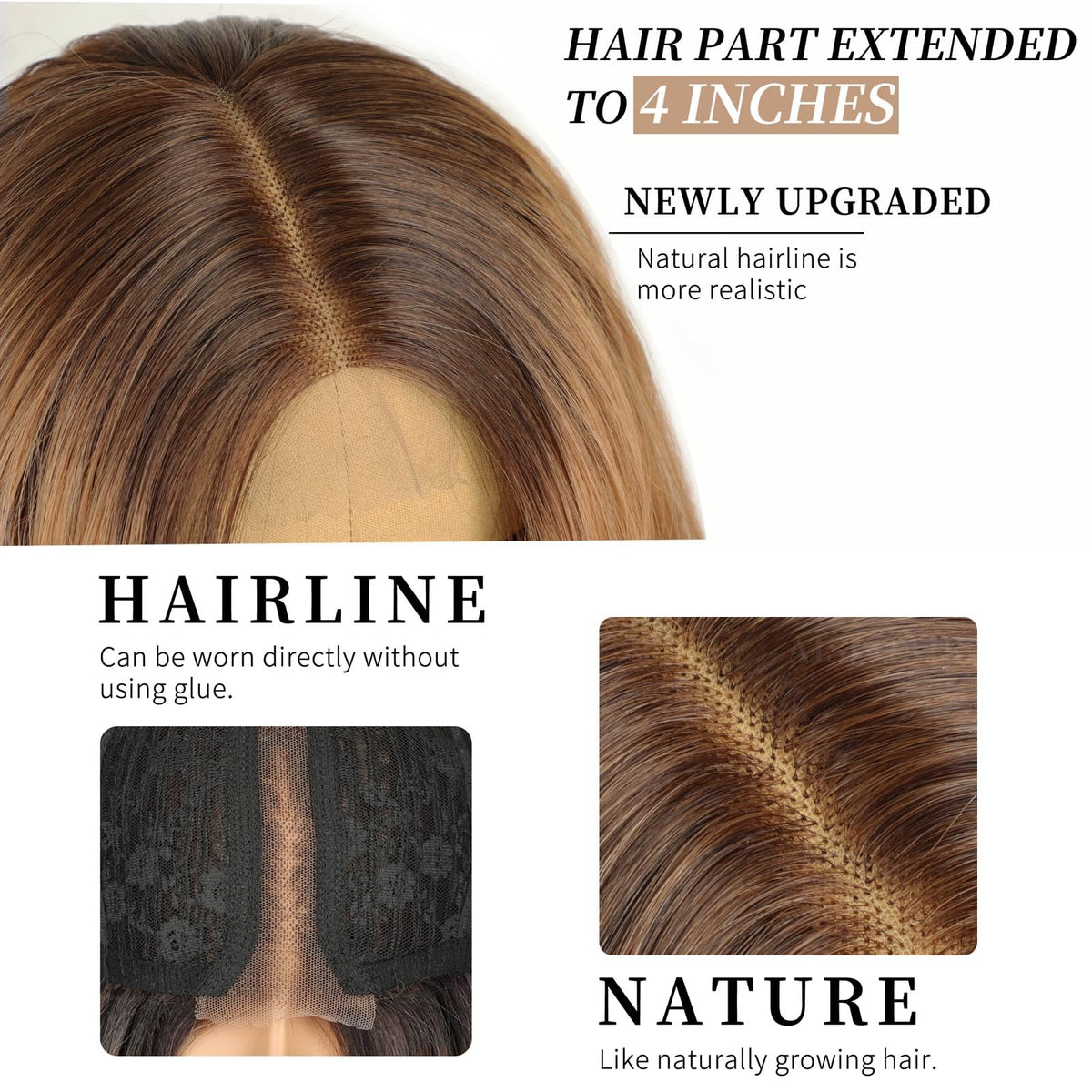 AISI HAIR Honey Blonde Wig side view highlighting soft texture