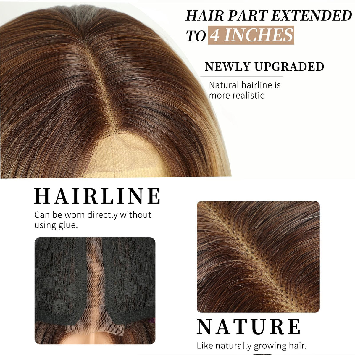 AISI HAIR Honey Brown Wavy Wig back view displaying long waves