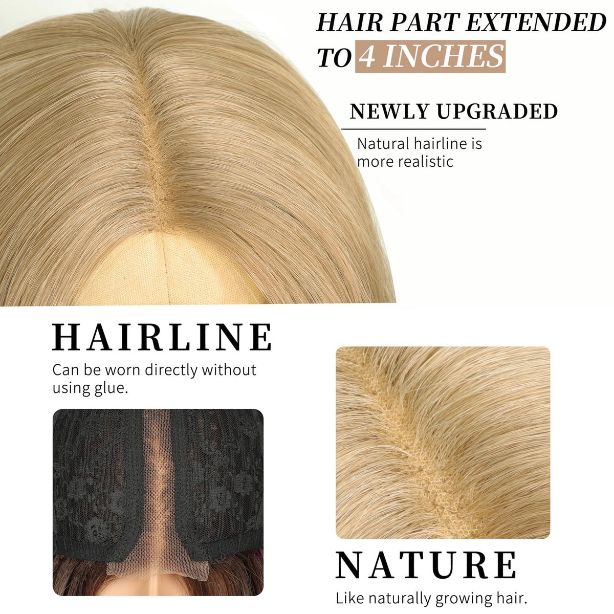 AISI HAIR Long Wavy Beige Blonde Wig back view