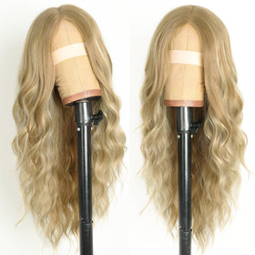 AISI HAIR Long Wavy Beige Blonde Wig side view