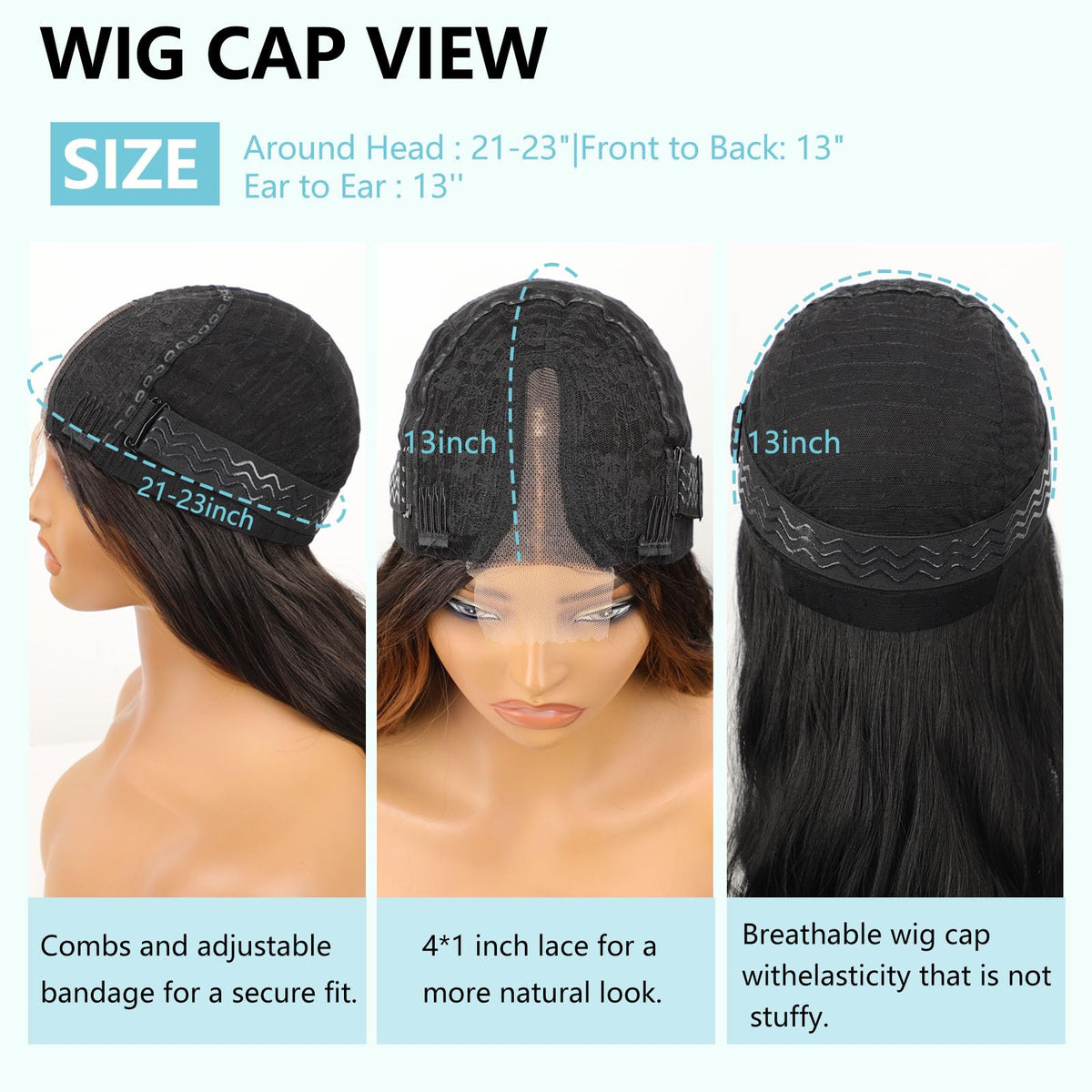 AISI HAIR Long Wavy Black Wig worn by a model outdoors