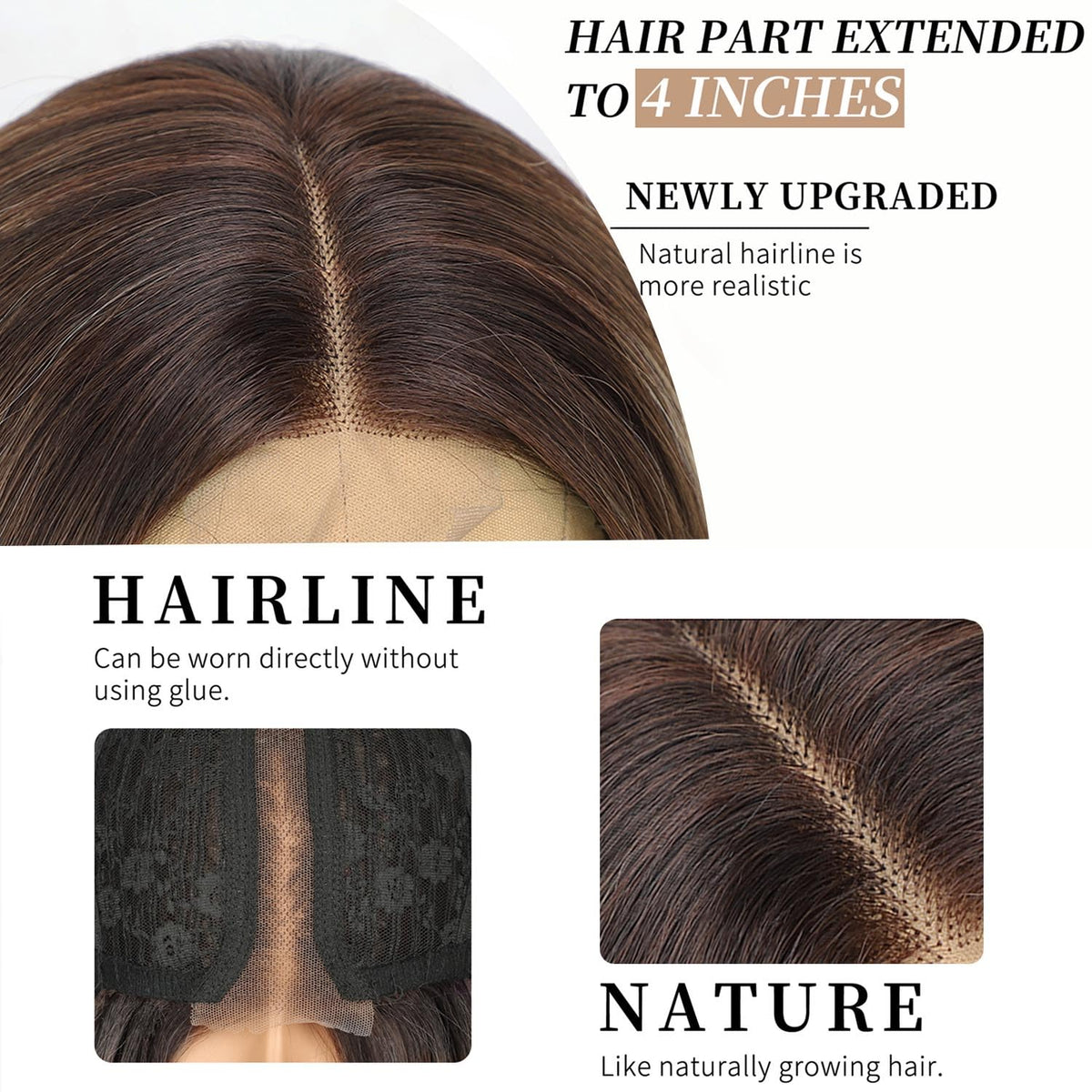AISI HAIR Ombre Balayage Wig side view displaying length