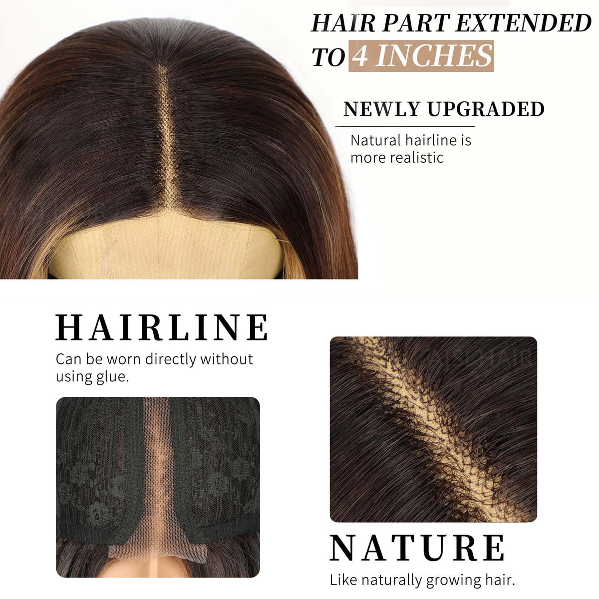 AISI HAIR Ombre Brown Wig back view displaying length