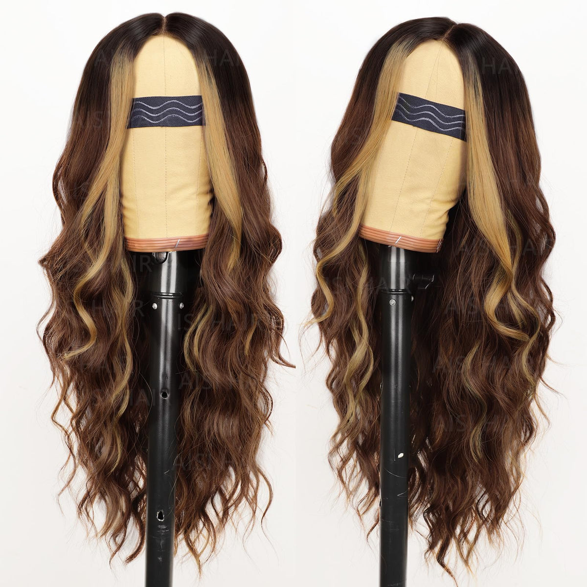 AISI HAIR Ombre Brown Wig side view showcasing lace hairline