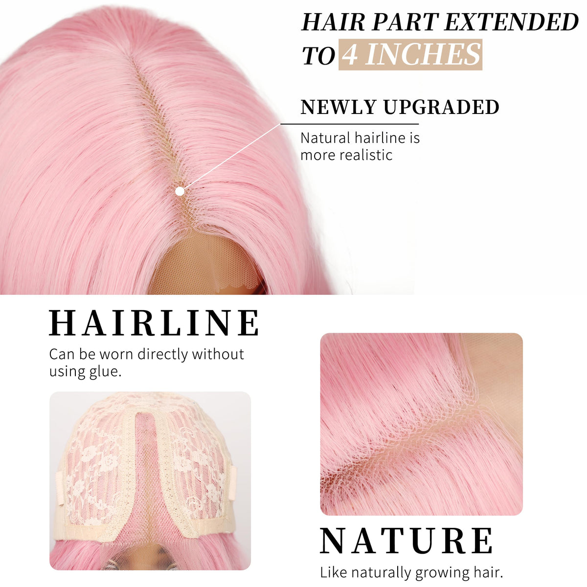AISI HAIR Pink Wig back view highlighting long length