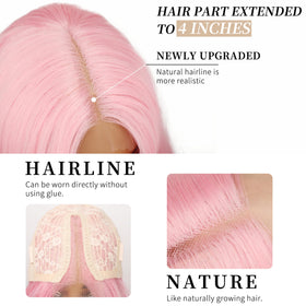 AISI HAIR Pink Wig back view highlighting long length