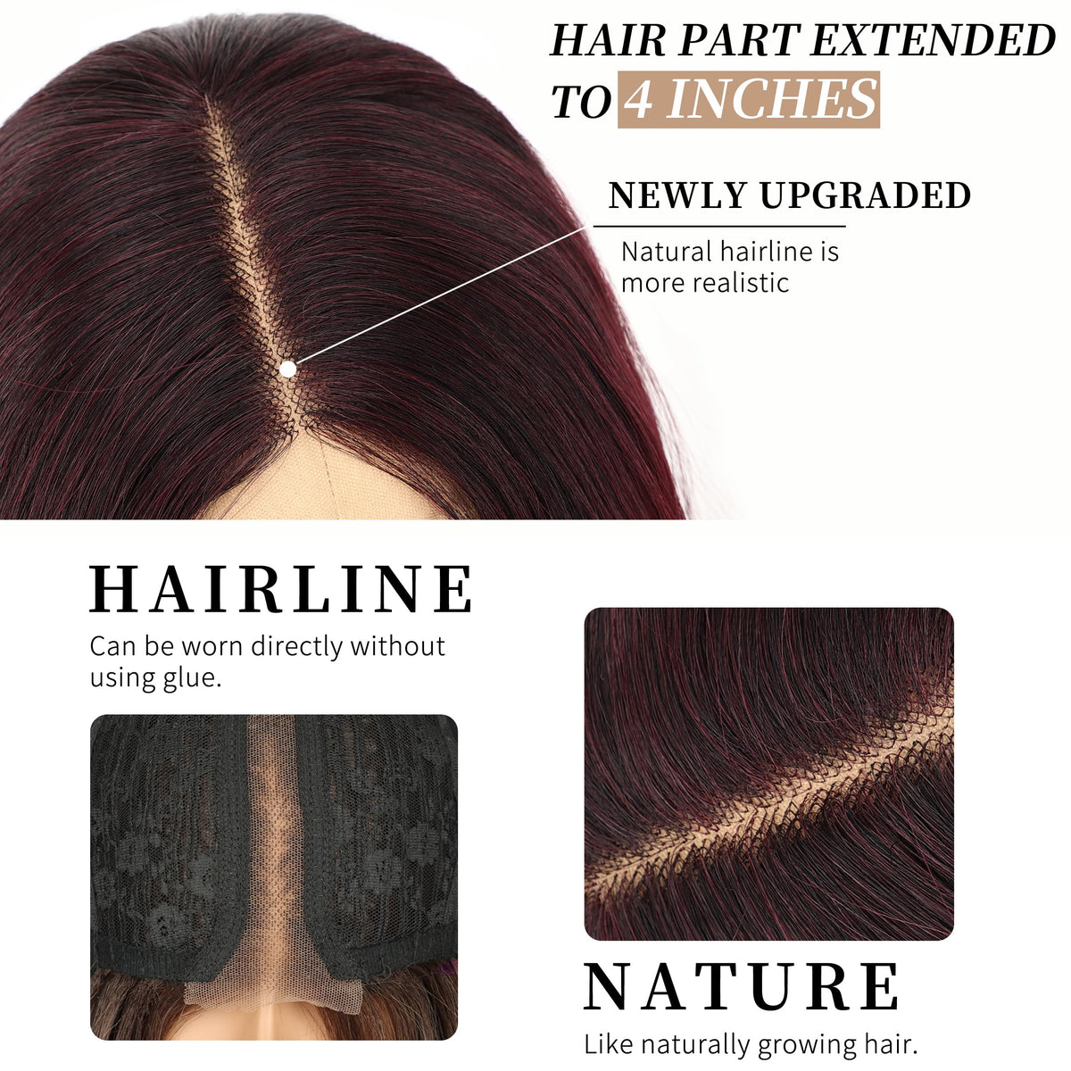 AISI HAIR Red Wig back view displaying length and waves