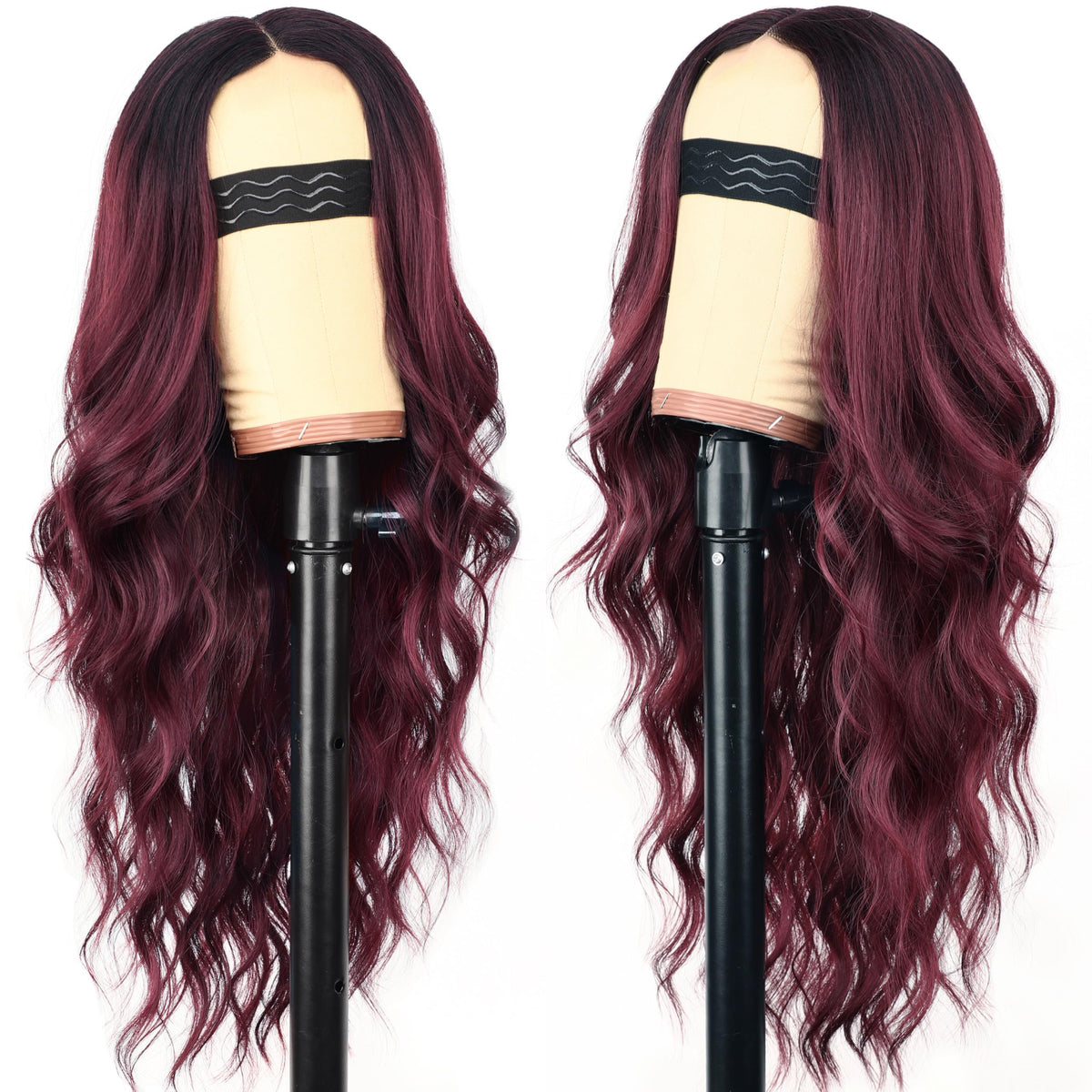 AISI HAIR Red Wig side view with lace hairline detail