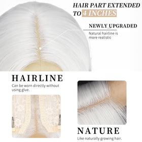 AISI HAIR White Wig back view with soft synthetic fiber