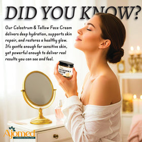 AJOMED COSMETICS Colostrum & Tallow Face Moisturizer application on skin