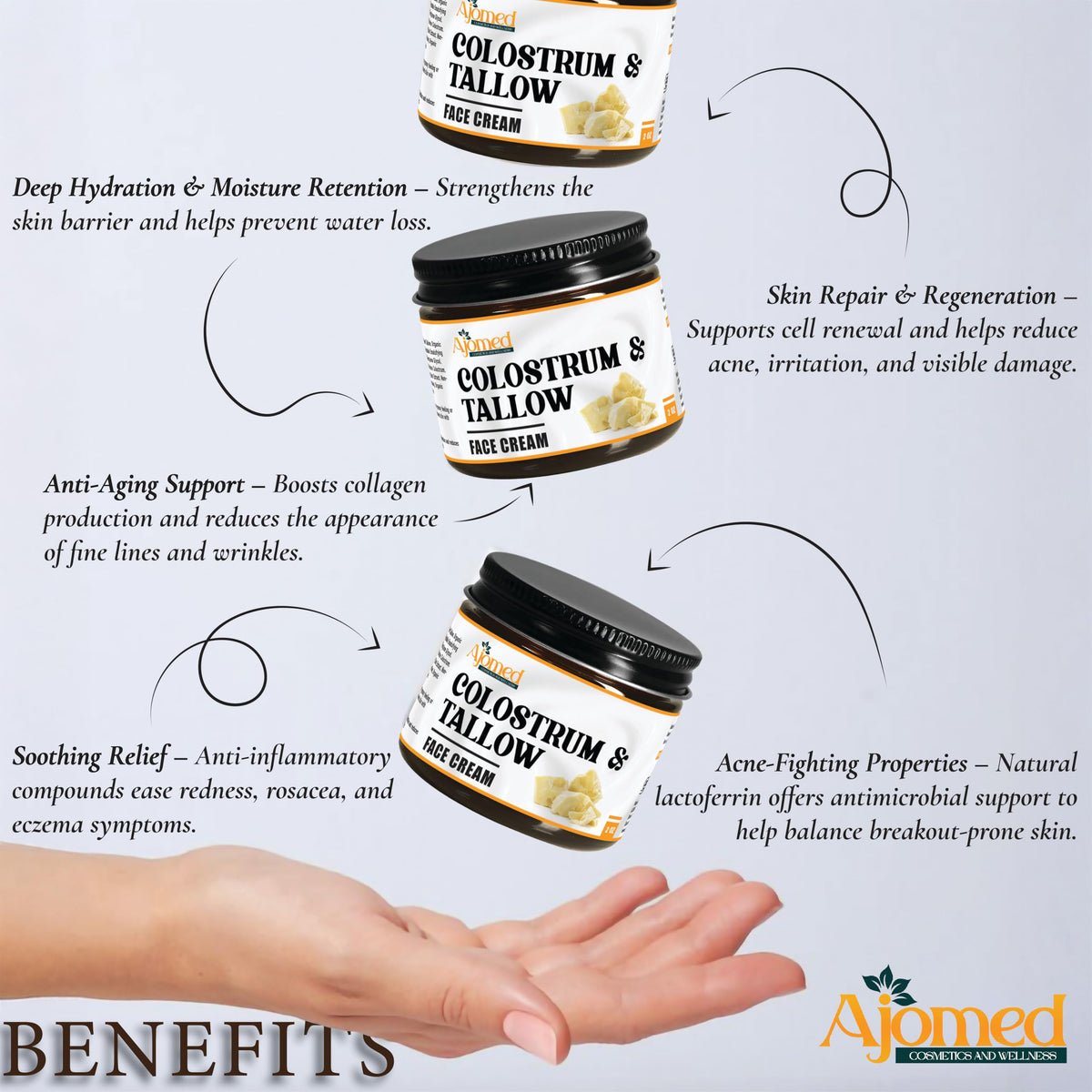 AJOMED COSMETICS Colostrum & Tallow Face Moisturizer lifestyle scene