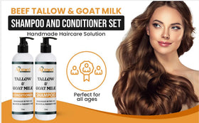AJOMED COSMETICS Goat Milk and Tallow Shampoo and Conditioner texture close-up