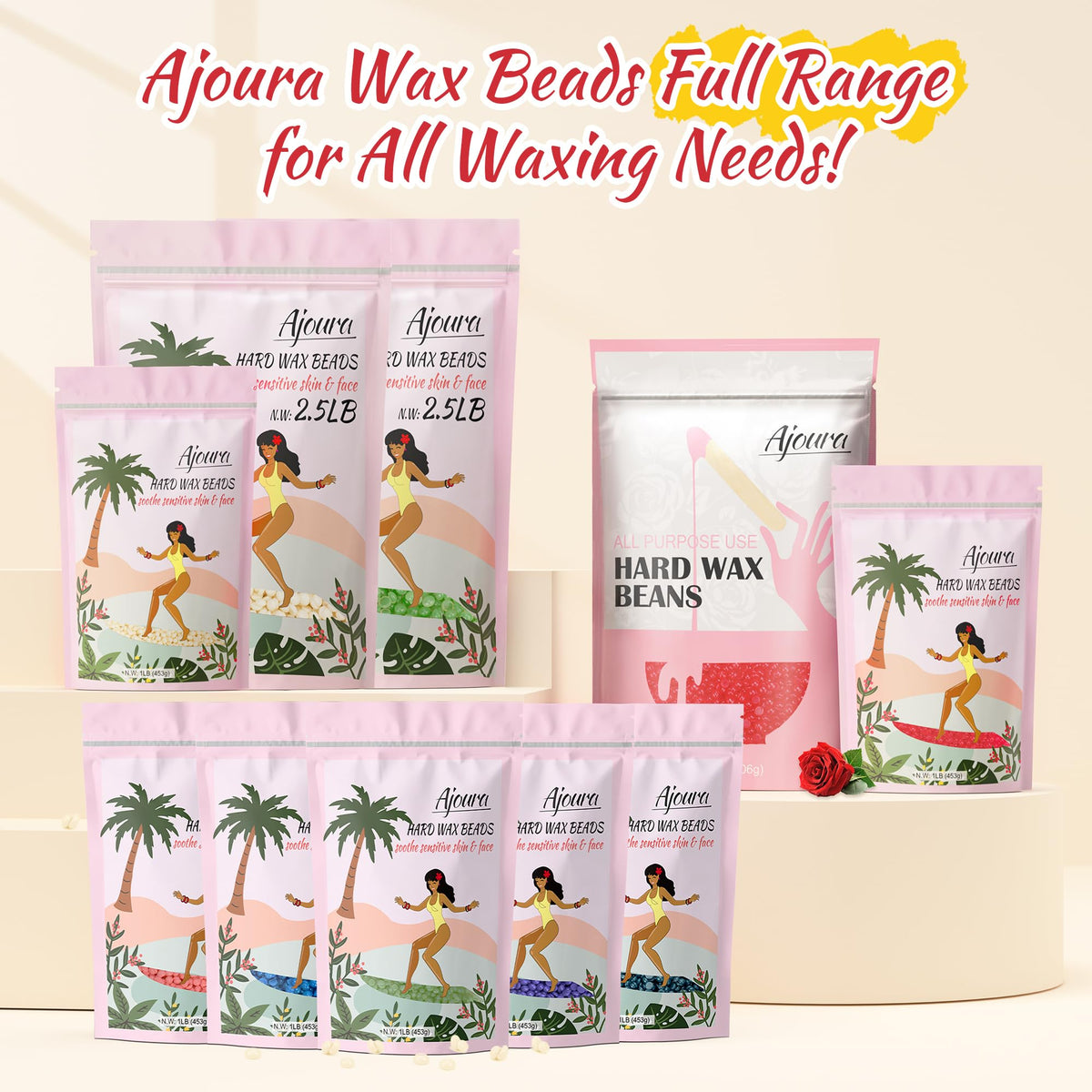 Ajoura hard wax beads with coconut oil ingredient