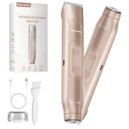 Akunbem Bikini Trimmer front view with dual head design