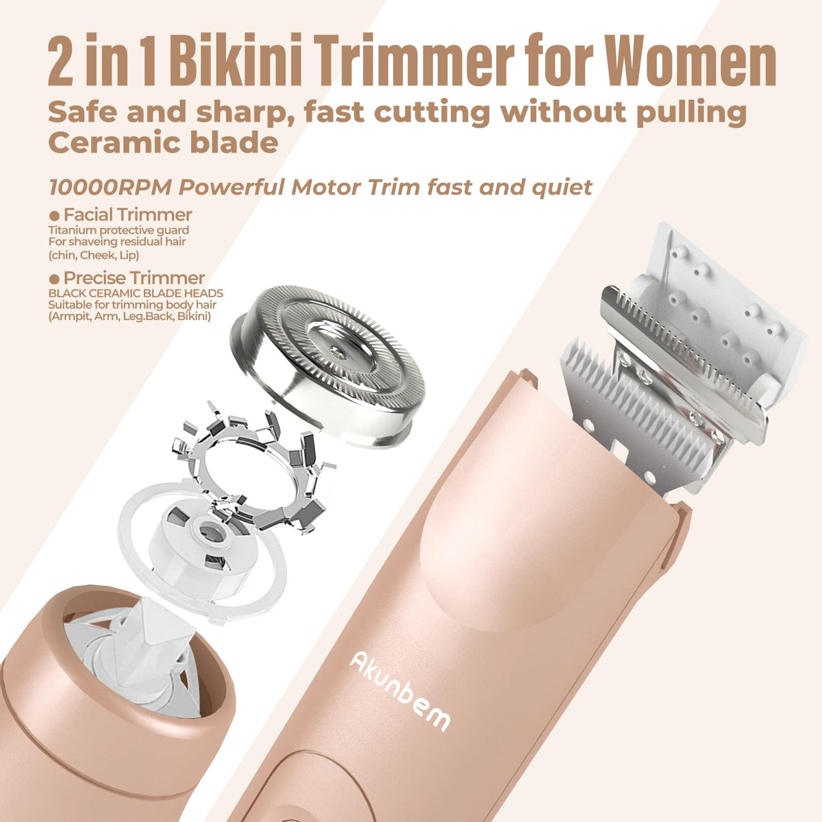 Akunbem Bikini Trimmer side view showcasing compact size